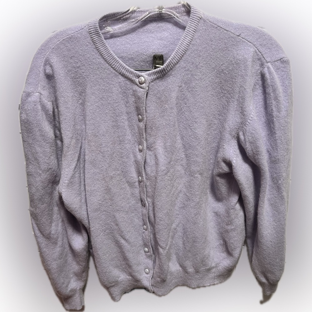 Lavender Button-Up Women's Sweater Made in Italy